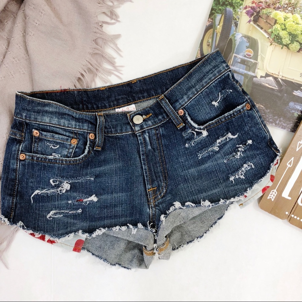 Vintage Lucky Brand hand distressed jean shorts 4